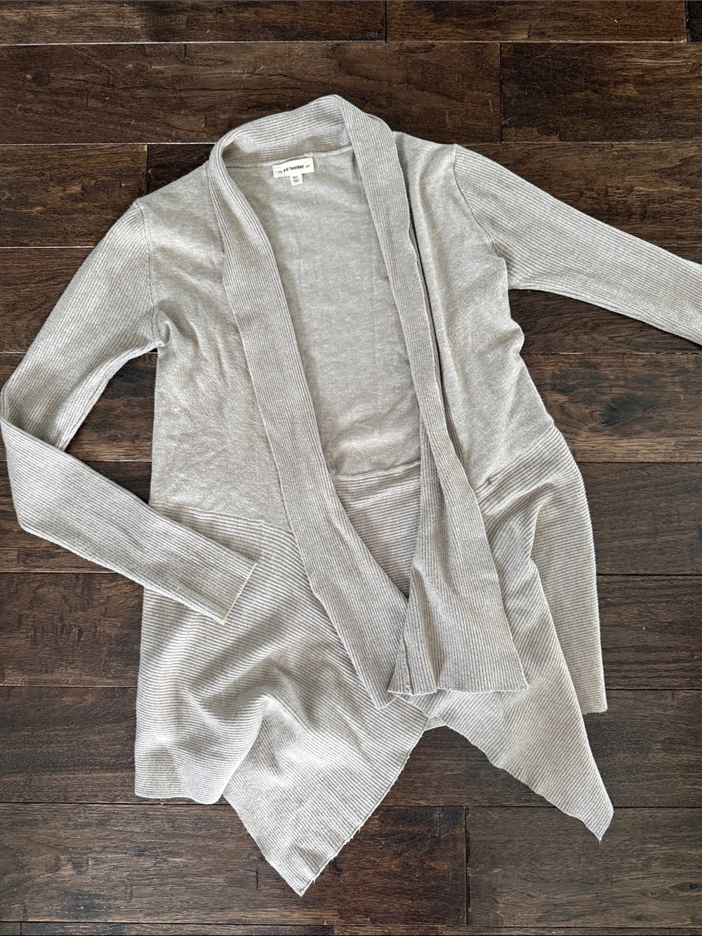 eesome Light Gray Open-Front Long Cardigan